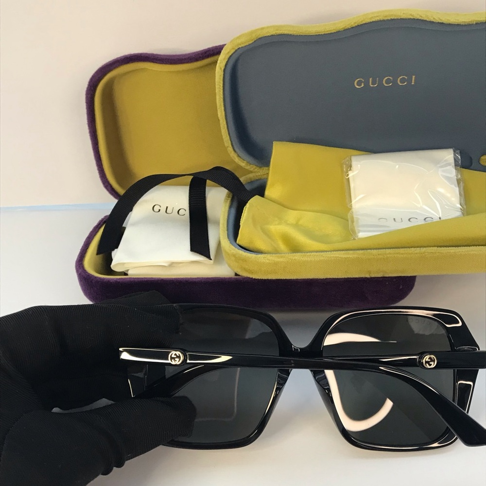 New Authentic Gucci Grey Square Ladies Sunglasses GG0533SA 001 56 - Picture 10 of 14